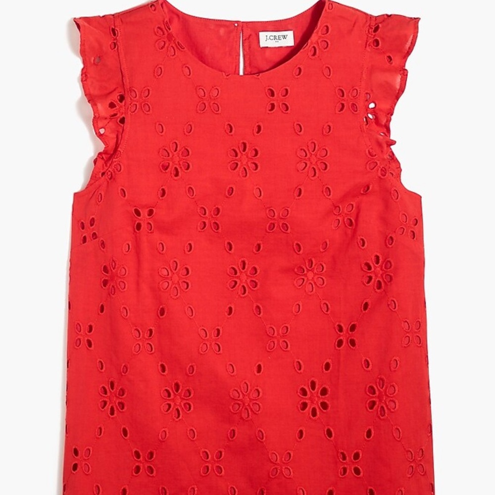 J. Crew Scarlet Eyelet Blouse XXS coral red